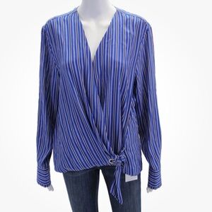 Rag and Bone, 100% Silk blue stripe blouse, wrap